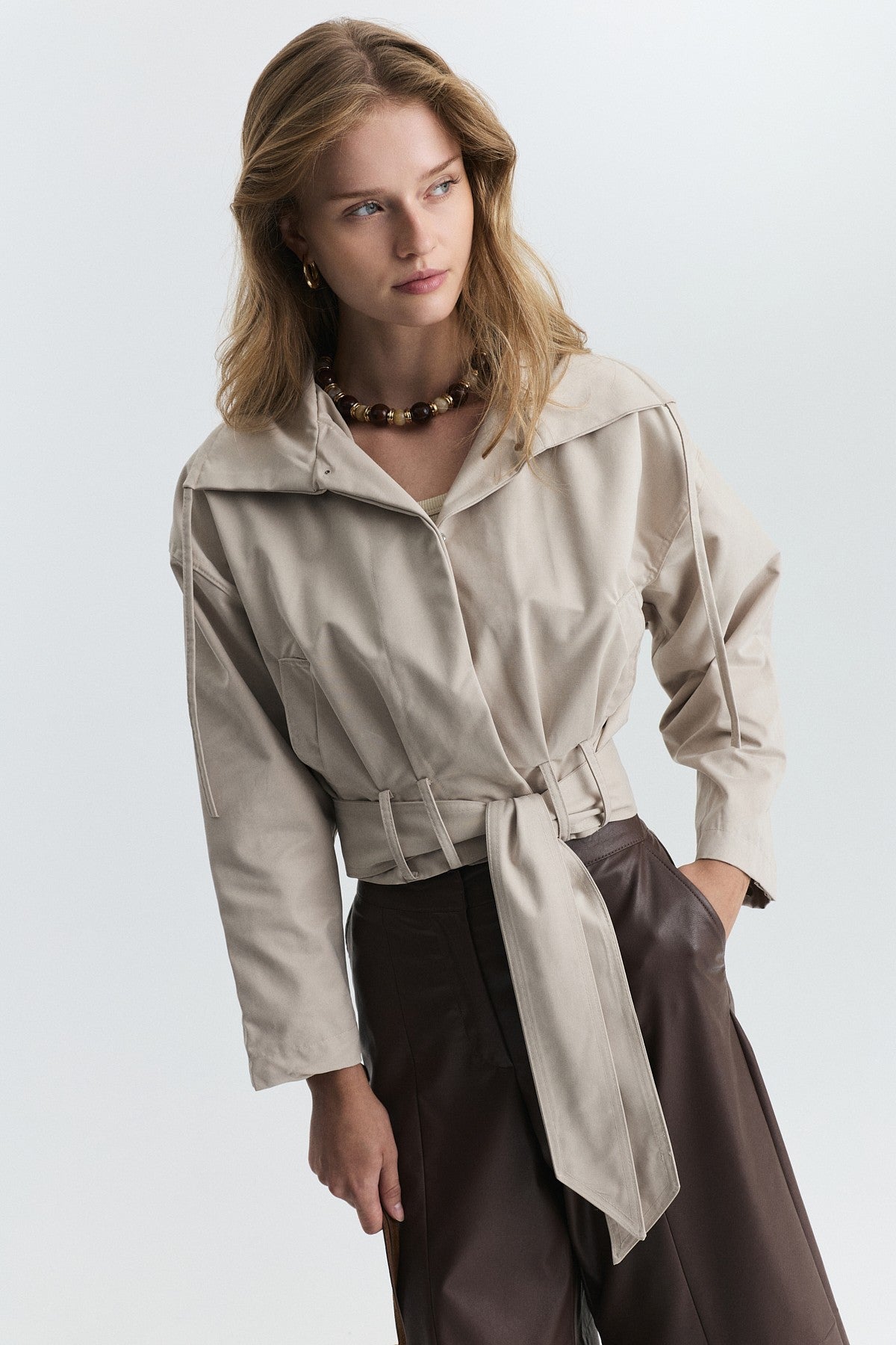 Short Trench Coat with a Belt