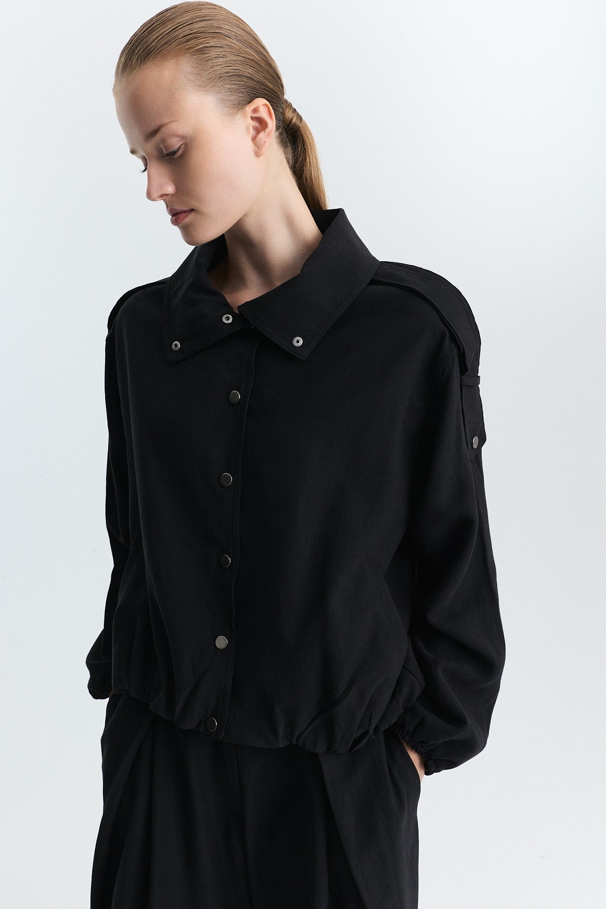 Lyocell-Blend Stand-Up Collar Jacket