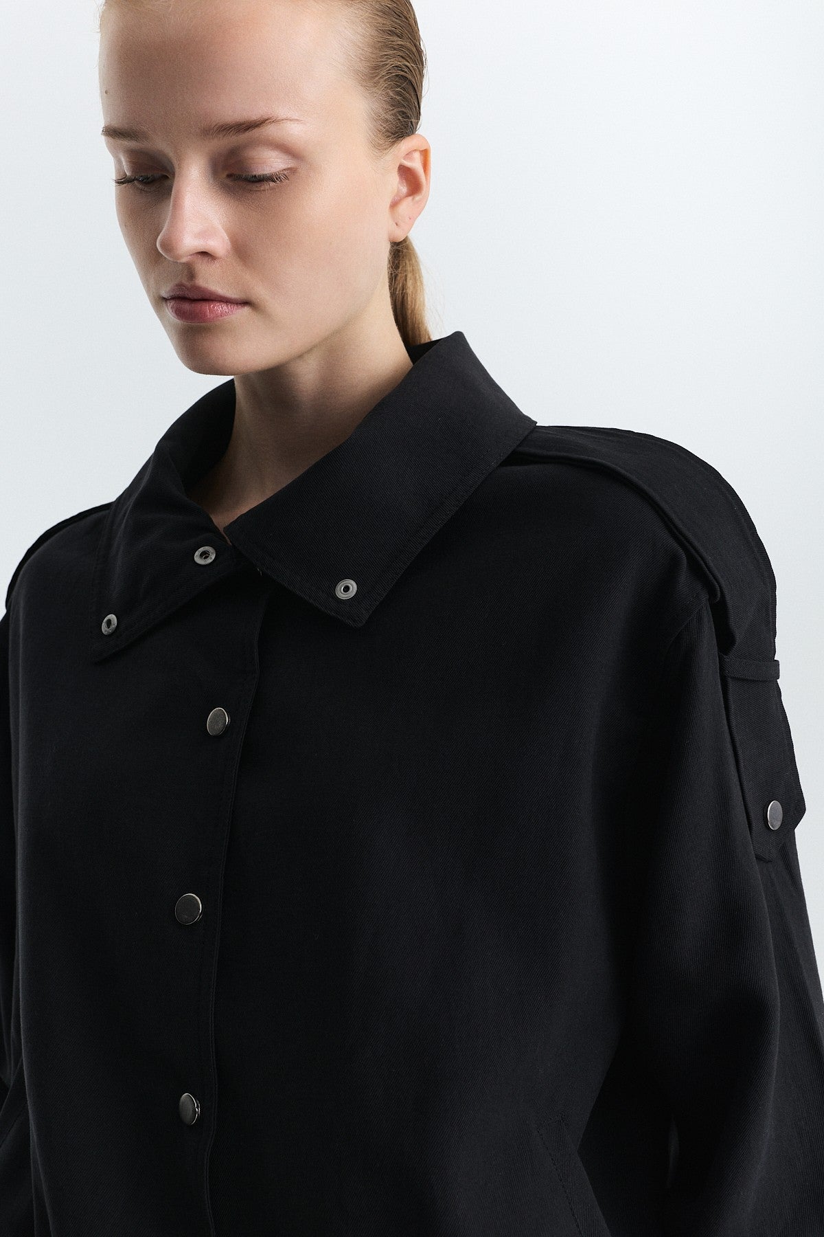 Lyocell-Blend Stand-Up Collar Jacket