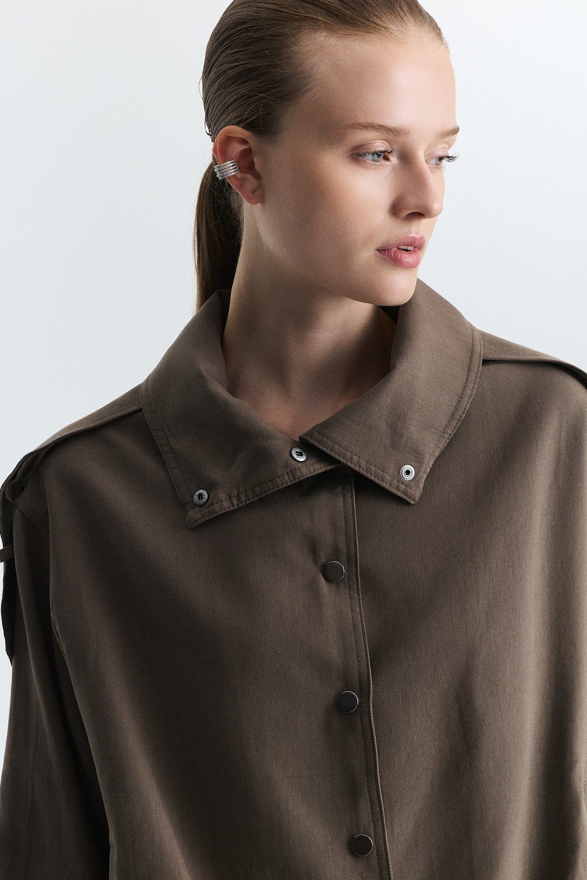 Lyocell-Blend Stand-Up Collar Jacket
