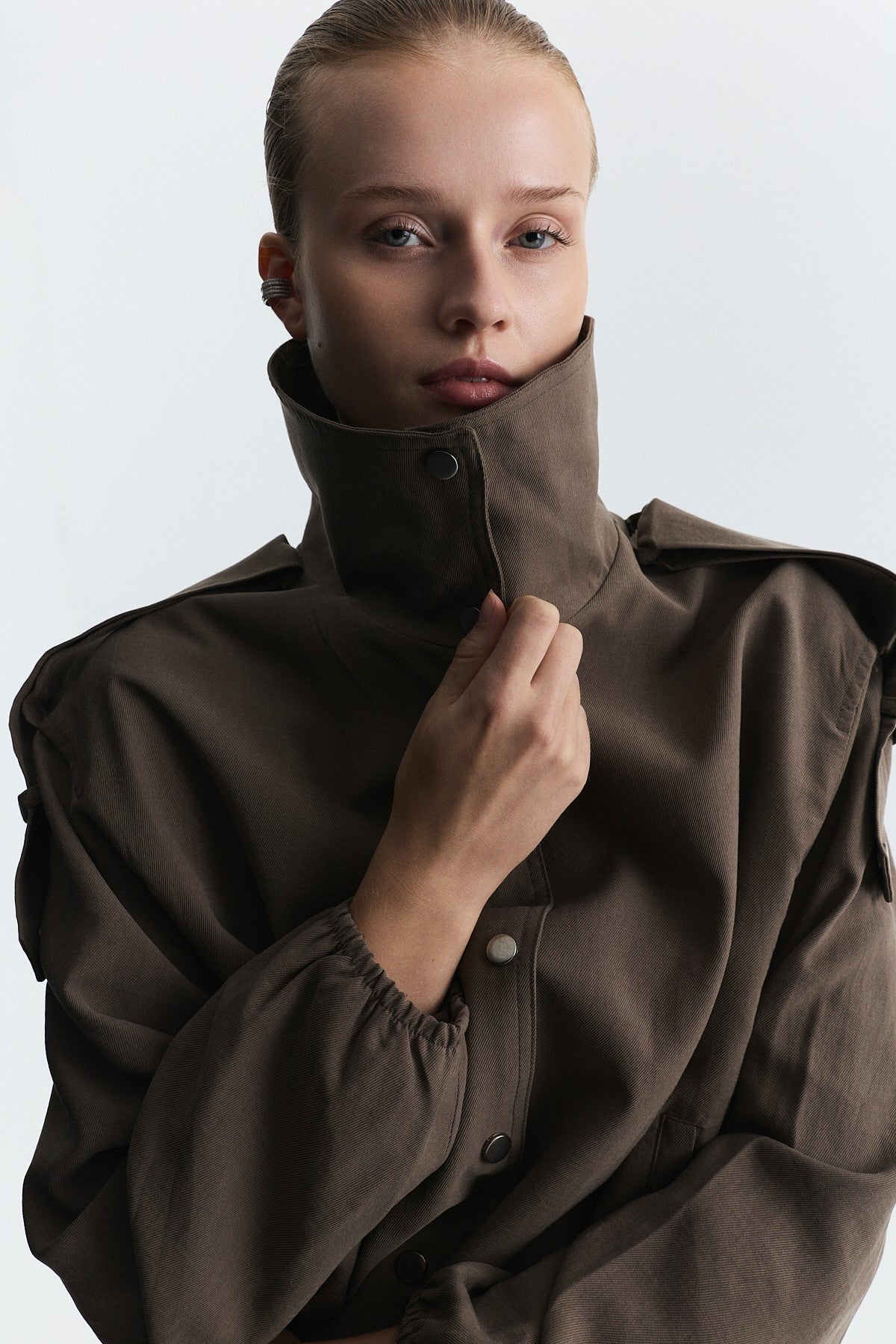 Lyocell-Blend Stand-Up Collar Jacket