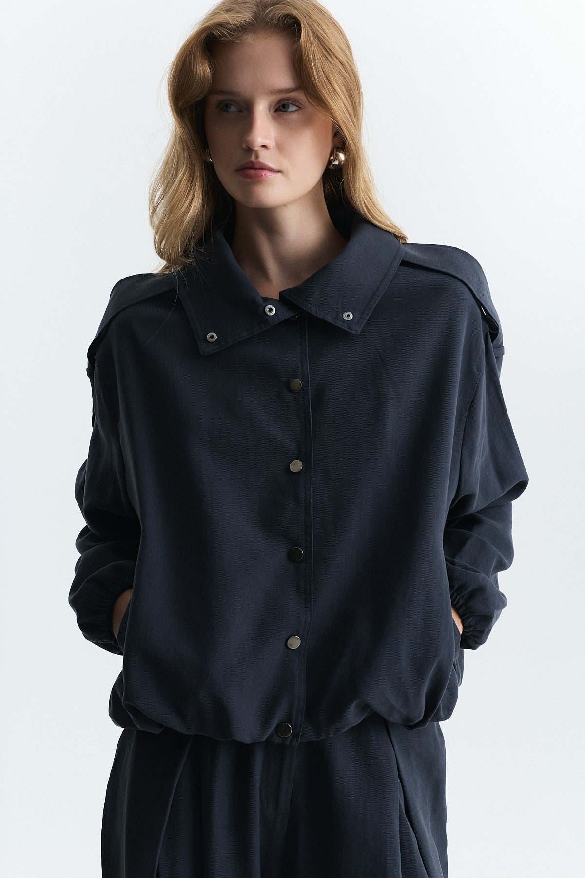 Lyocell-Blend Stand-Up Collar Jacket