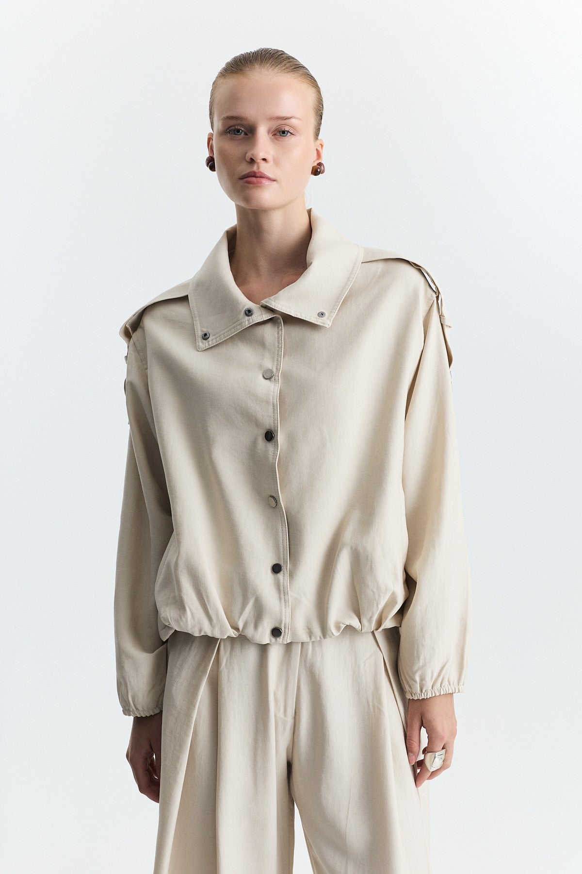 Lyocell-Blend Stand-Up Collar Jacket