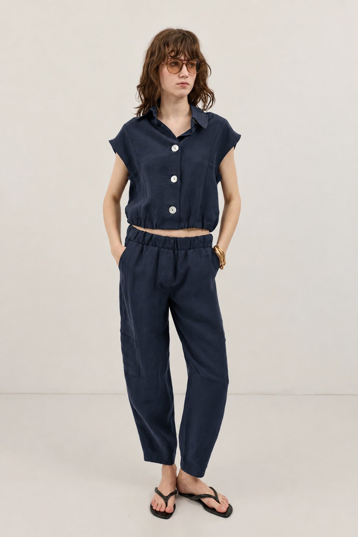 Women's Button-Front Vest with Lyocell Blend