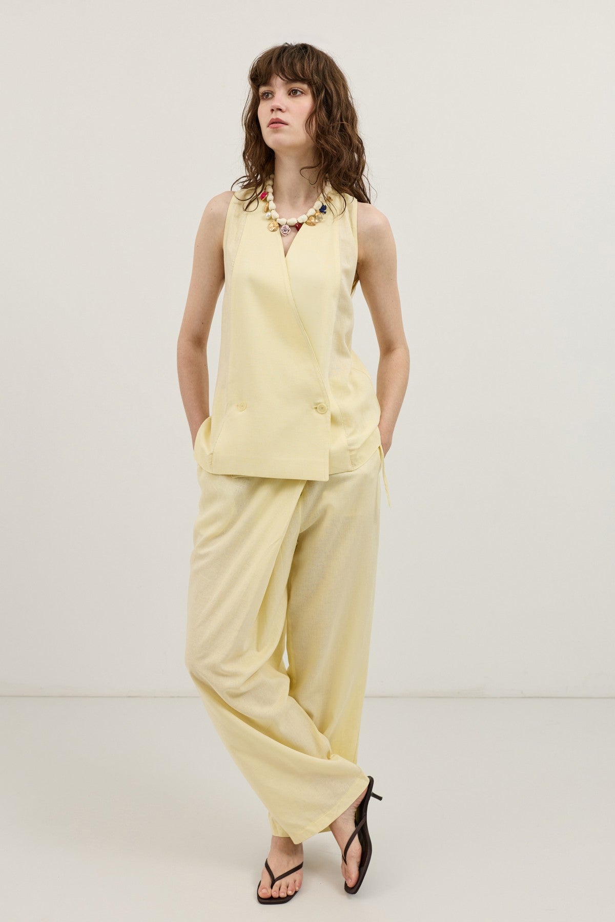 Antioch Linen-Blend Cross-Over Women's Vest
