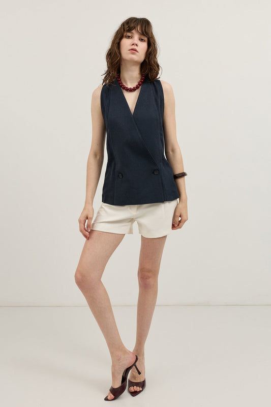 Antioch Linen-Blend Cross-Over Women's Vest