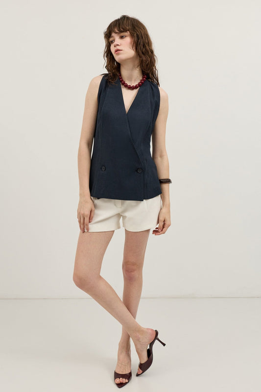 Antioch Linen-Blend Cross-Over Women's Vest