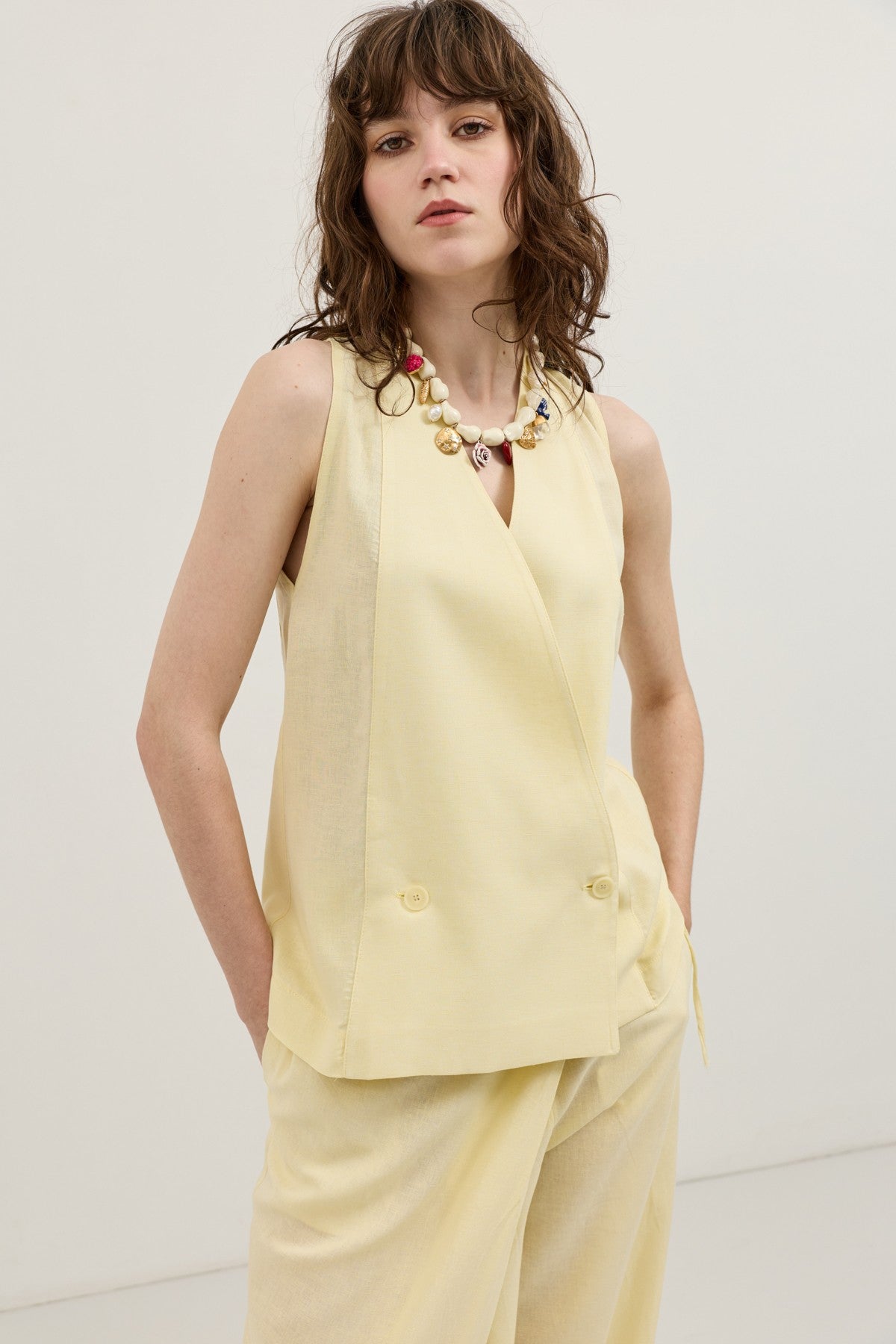 Antioch Linen-Blend Cross-Over Women's Vest