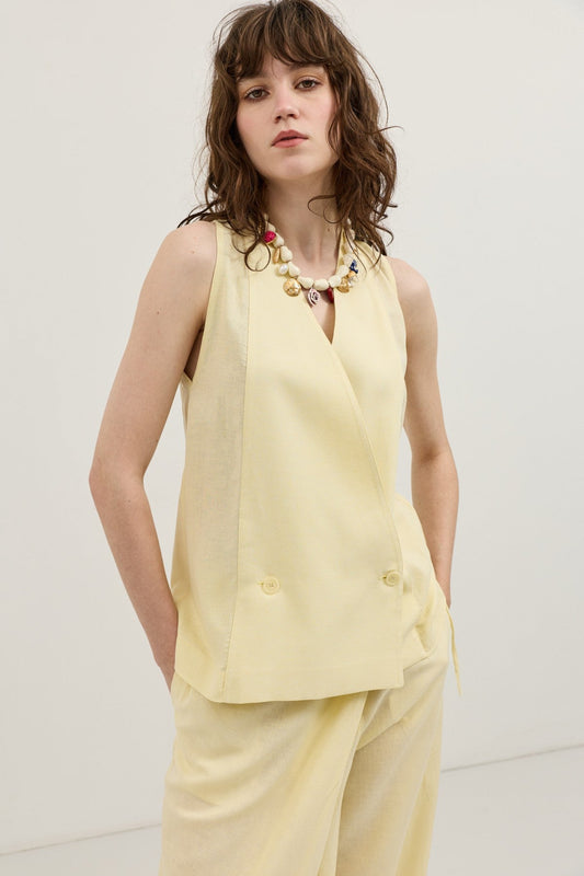 Antioch Linen-Blend Cross-Over Women's Vest
