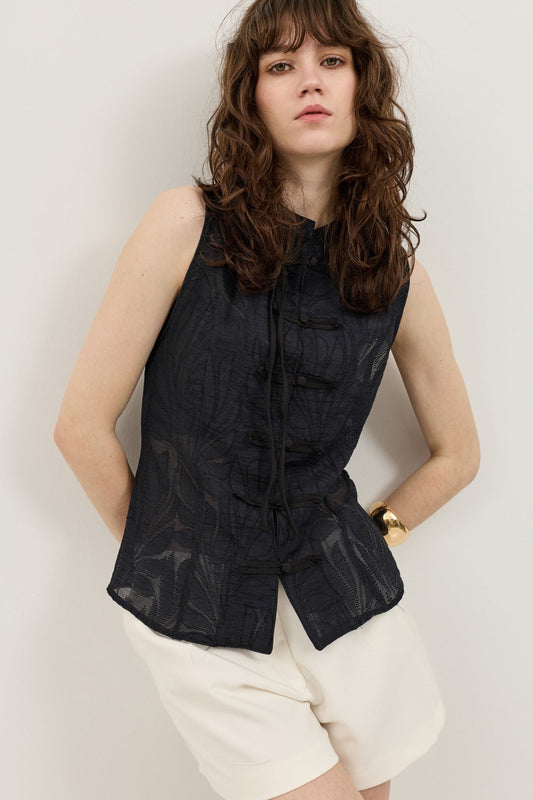 Antioch Embellished Button-Textured Women's Vest