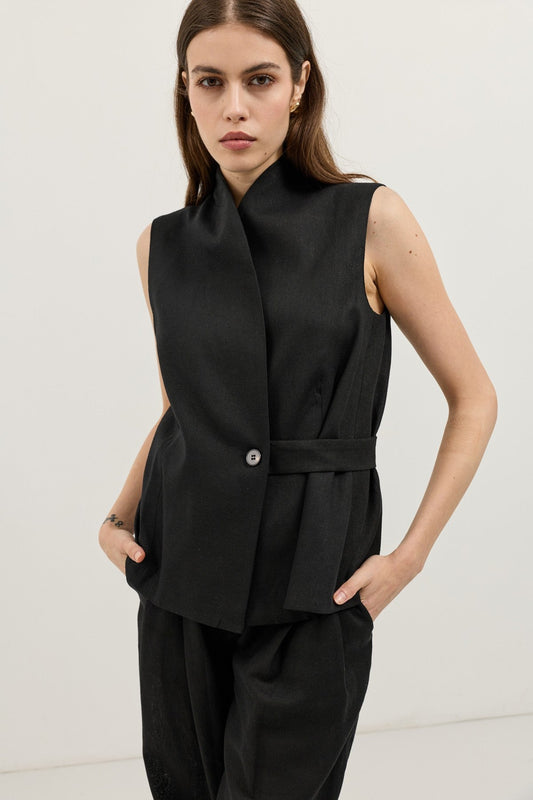 Antioch Linen-Blend Cross-Over Women's Vest