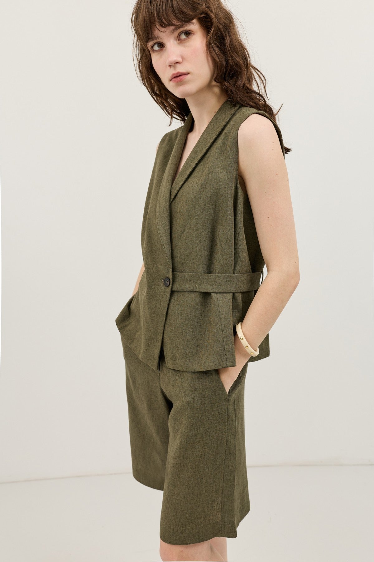 Antioch Linen-Blend Cross-Over Women's Vest