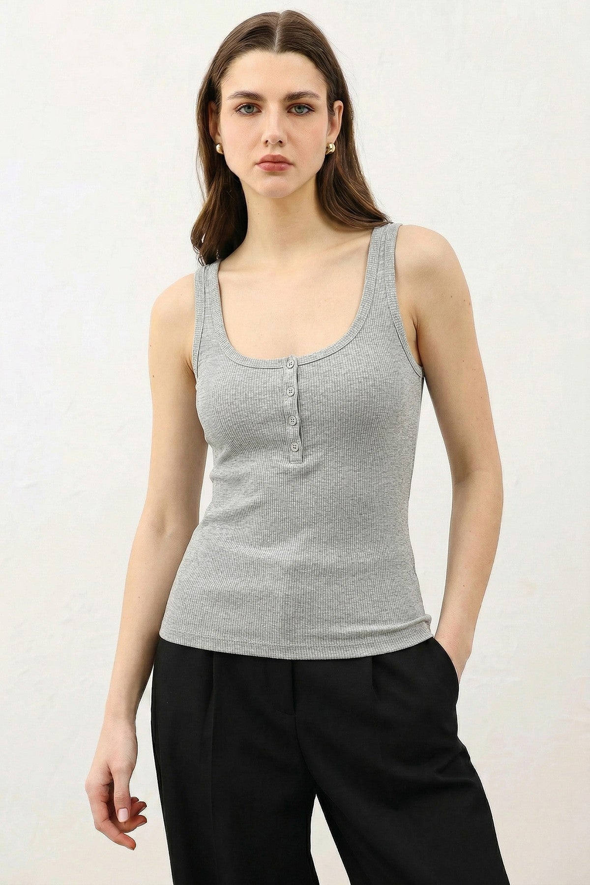 Antioch Women's T-Shirt with Button Detail