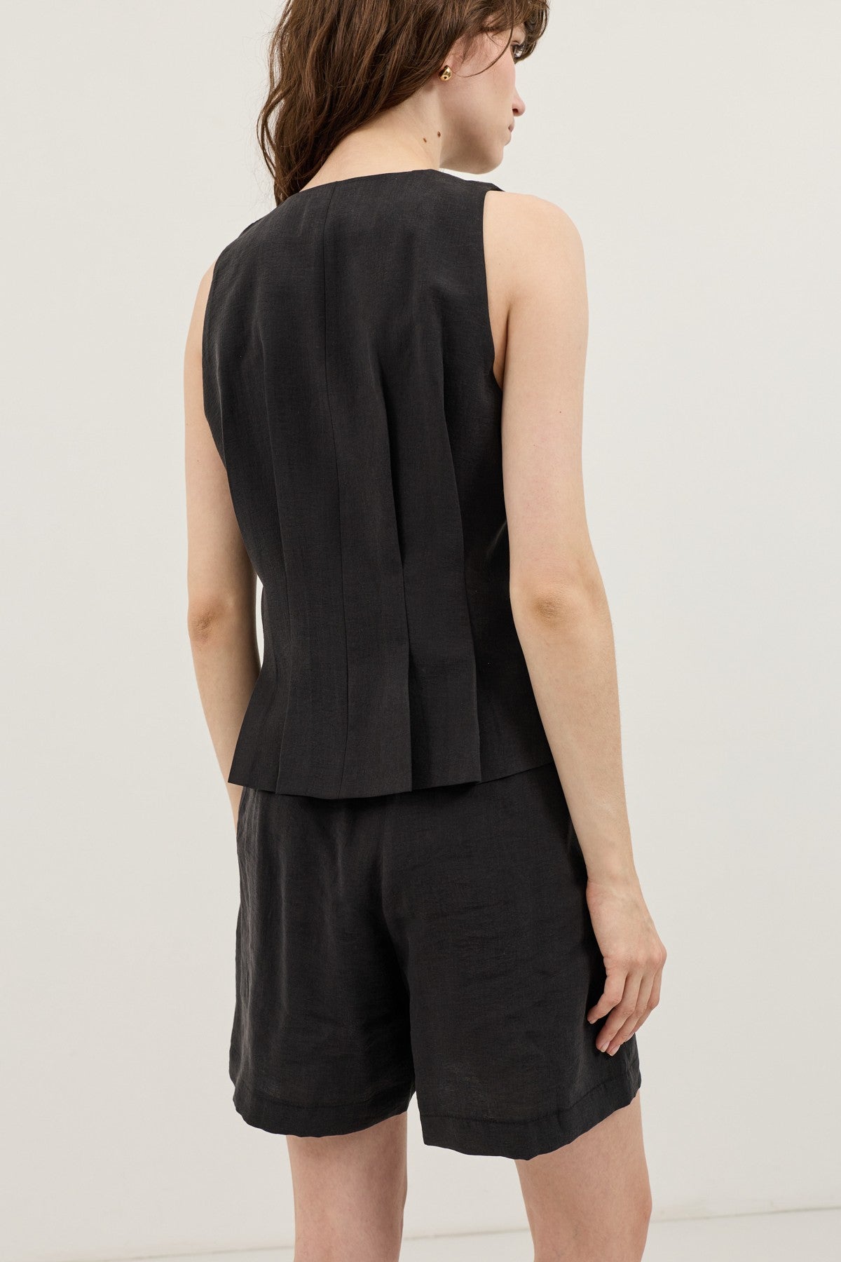 Pleated Vest and Shorts Set for Women