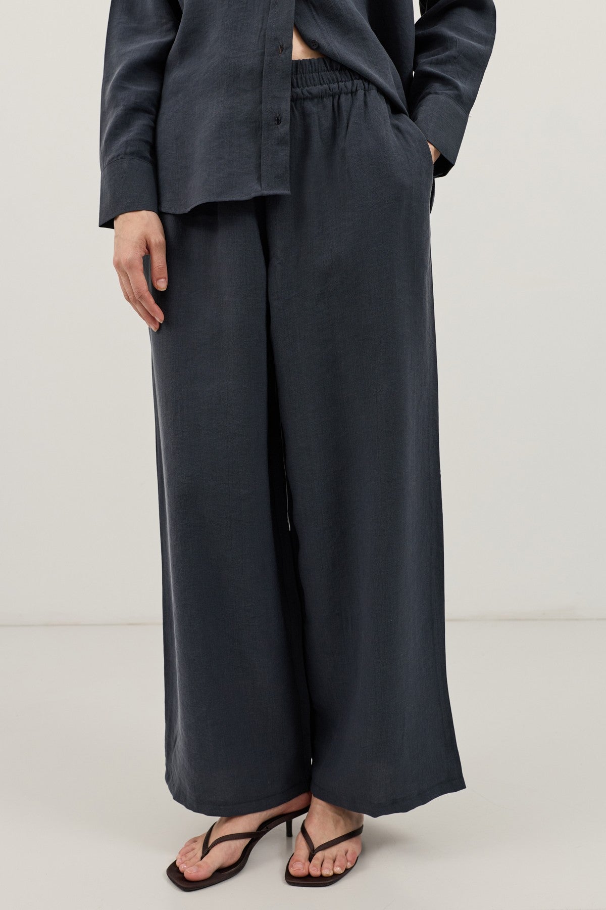Wide-Leg Pants and Shirt Set