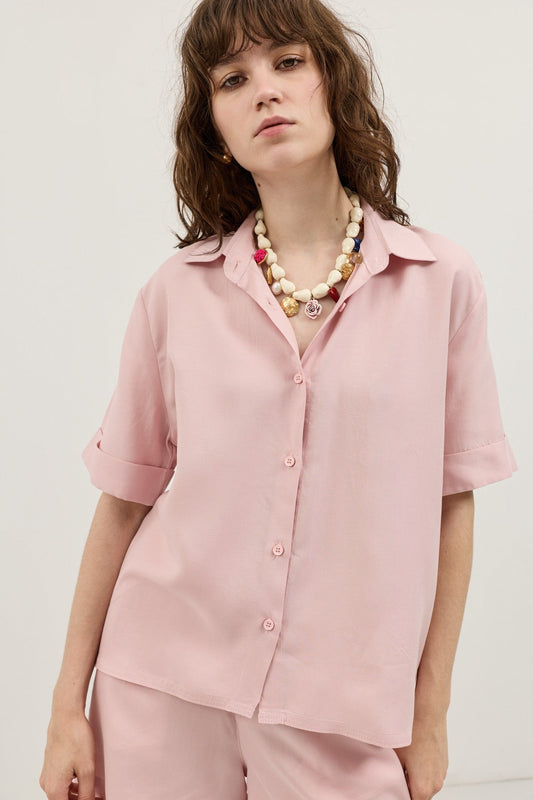 100% Lyocell Shirt and Shorts Set for Women