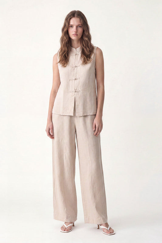 Linen-Blend Embellished Button Set
